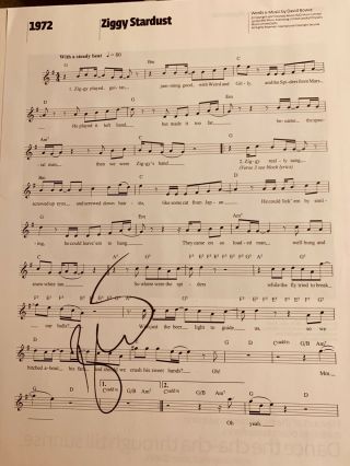 David Bowie Signed ‘ziggy Stardust’ Sheet Music With