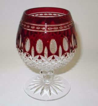 Waterford Clarendon Brandy Snifter Ruby Red,  Cut,  Multisided Stem 5 1/4 " Tall