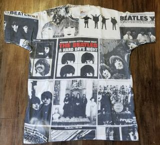 Vintage The Beatles All Over Print Album Covers T - Shirt Men Xl John Paul Ringo