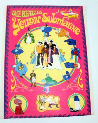 1968 Beatles Yellow Submarine Kraft Foods Poster Rub On Transfers 20 " X 15 " Rare