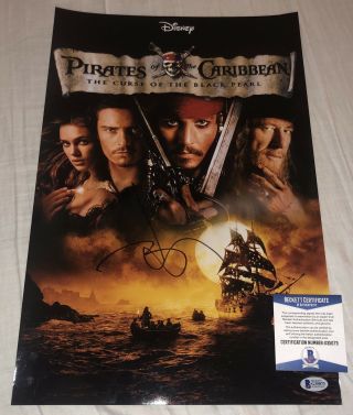 Johnny Depp Signed Pirates Of The Carribean Curse Of The Black Pearl Poster,