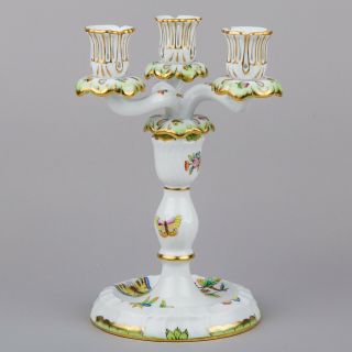 Herend Queen Victoria Three Light Candle Holder 7915/vbo Ii.