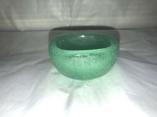 Venetian Green Murano Glass Bowl " Bullicante " By Carlo Scarpa,  Venini