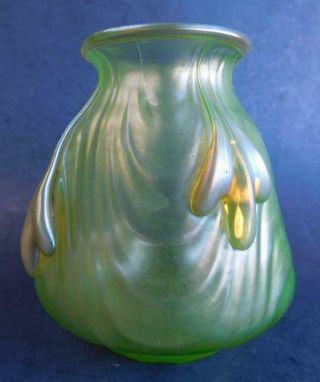 Auc2 Art Nouveau Bohemian Uranium Opalescent Glass Vase Loetz? 1890s