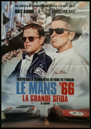 Le Mans 66 Movie Poster 39x55 " 2sh Italian Damon Bale Ford Vs Ferrari
