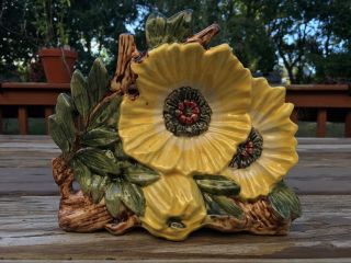 Rare Vintage Mccoy 1955 Yellow Poppy Flower Vase
