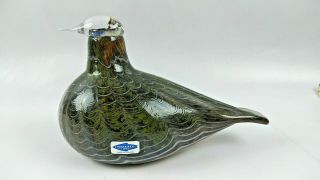 Ittala Oiva Toikka Art Glass Sculpture Bird Duck Nuutajarvi Finland Olive Green