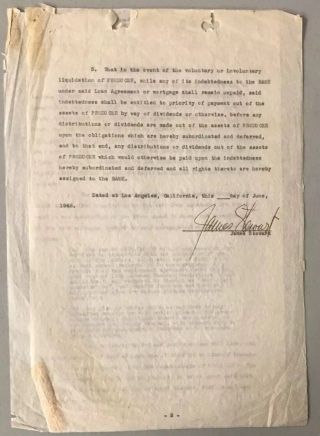 James " Jimmy " Stewart Signed Movie Contract " You Gotta Stay Happy " Psa Dna