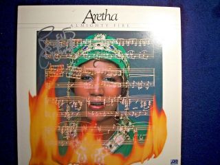 Aretha Franklin Queen Of Soul " Almighty Fire " Signed Autographed Album Cover