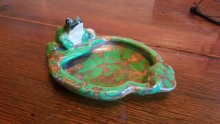 1920’s Weller Pottery Fabulous Coppertone Frog And Lily Pad Pin Dish