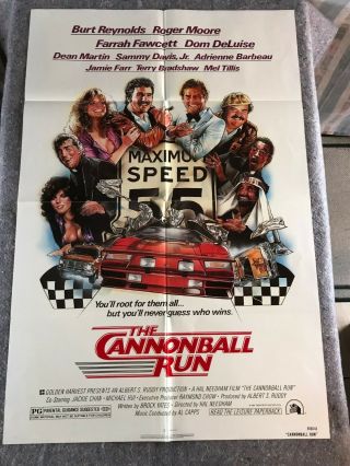 The Cannonball Run 1981 Orig 1 Sheet Movie Poster 27 " X41 " Reynolds/fawcett F/vf