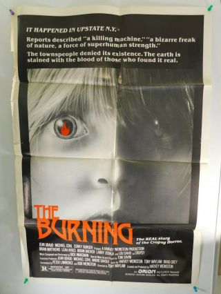 Vintage " The Burning " The Cropsy Horror Movie Poster 27 " X 41 " Folded