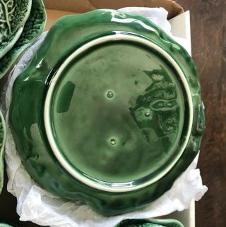 Portugal Deep Green Cabbage Leaf Majolica 7” Plate & Covered Bowl Set of 6 6