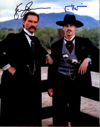 Kurt Russell Val Kilmer Tombstone Autographed Signed 11x14 Photo Picture,