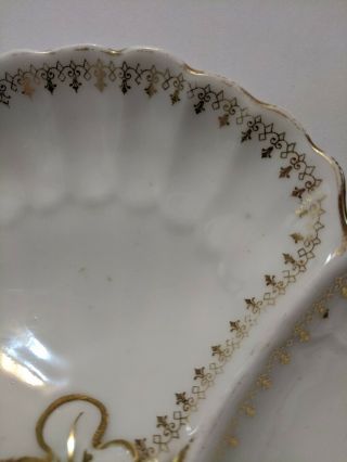 5 LAZARUS STRAUS & SONS LS&S LIMOGES GILDED & clover 5 WELL OYSTER PLATES 10