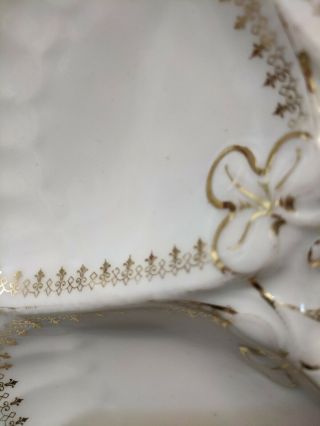 5 LAZARUS STRAUS & SONS LS&S LIMOGES GILDED & clover 5 WELL OYSTER PLATES 12