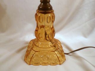 Fenton/LG Wright Antique Amber Moon and Stars Glass Oil Lamp Conv to Electric 3