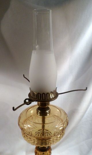 Fenton/LG Wright Antique Amber Moon and Stars Glass Oil Lamp Conv to Electric 6