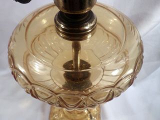 Fenton/LG Wright Antique Amber Moon and Stars Glass Oil Lamp Conv to Electric 7