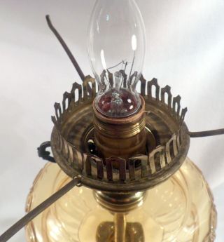 Fenton/LG Wright Antique Amber Moon and Stars Glass Oil Lamp Conv to Electric 8