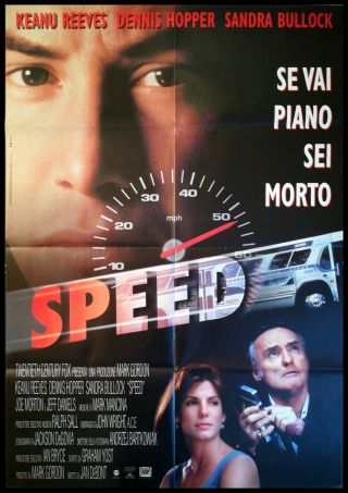 Speed 1994 Movie Poster 39x55 " 2sh Italian Keanu Reeves Bullock Hopper