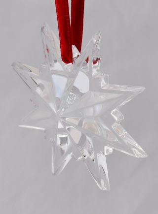 Vtg Tiffany Co Cut Crystal Snowflake Christmas Ornament 2pc Set 2