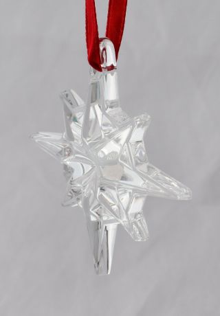 Vtg Tiffany Co Cut Crystal Snowflake Christmas Ornament 2pc Set 3