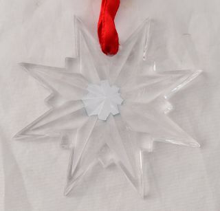 Vtg Tiffany Co Cut Crystal Snowflake Christmas Ornament 2pc Set 4