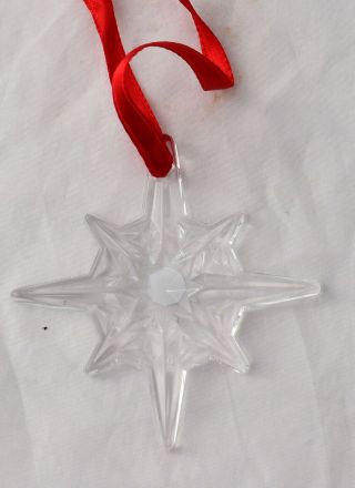 Vtg Tiffany Co Cut Crystal Snowflake Christmas Ornament 2pc Set 6