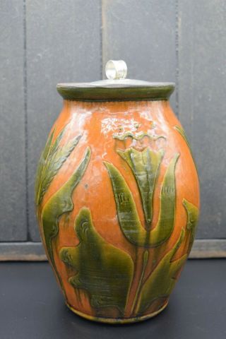 Reserved For Mike Greg Shooner Redware Pottery Jar With Lid