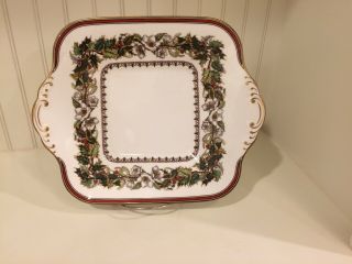 Spode Christmas Rose Square Handled Cake Plate Manufactured In England.