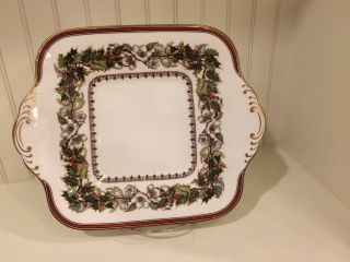 Spode CHRISTMAS ROSE Square Handled Cake Plate Manufactured In England. 4