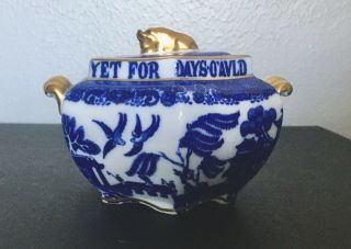Tiffany & Co.  Spode Copeland Blue Willow Auld Lang Syne Sugar Bowl & Lid
