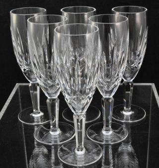 Set Of 6 Waterford Cut Crystal Kildare 7 1/2 Inch Champagne Flutes
