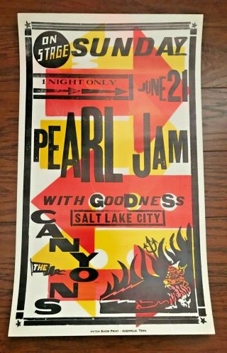 Pearl Jam 1998 Salt Lake City 6/21/98 Tour Poster Hatch Show Prints