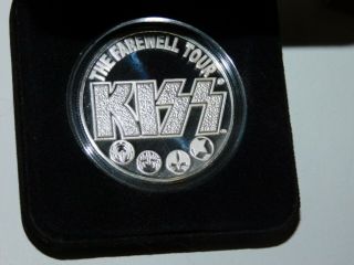 KISS Band Farewell Tour 2000 Silver Coin w/ Velvet Box Gene Ace Peter Paul 2