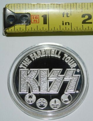 KISS Band Farewell Tour 2000 Silver Coin w/ Velvet Box Gene Ace Peter Paul 3