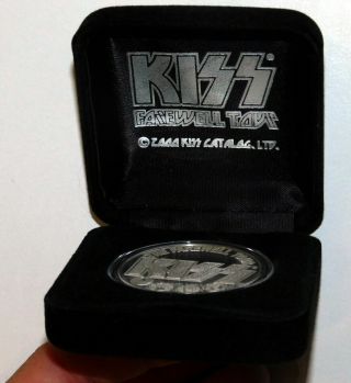 KISS Band Farewell Tour 2000 Silver Coin w/ Velvet Box Gene Ace Peter Paul 6