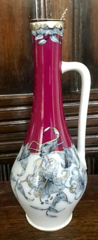 Antique Staffordshire Flow Mulberry/blue Red Polychrome Wine Carafe C1860/70