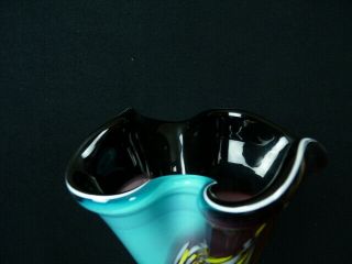 Vintage E.  Zareh Blown Art Glass Vase Sculpture Purple Yellow Blue Green Russia 3