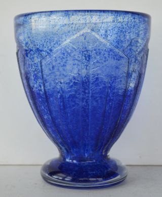 Daum Nancy Acid Etch Blue Art Deco Vase