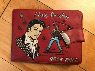 Rare Elvis Presley 1956 Red Wallet Elvis On Front W Rock 