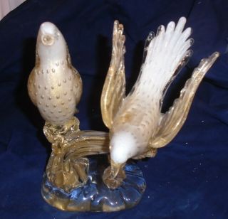Vintage Italian,  Venetian,  Murano Hand Blown Glass Bird Figurine 9 1/2 " Tall