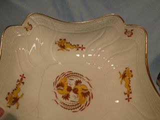 EXQUISITE MEISSEN EMBOSSED YELLOW DRAGON & RED DOT ACCENT 10 