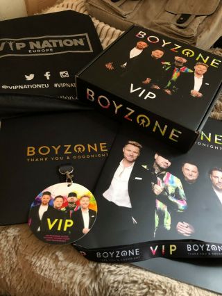 Boyzone Vip Box,  3 Photos 1 Is Signed Final 5 Tour Programme,  Lanyard,  Earphones