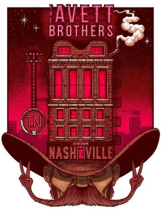 Avett Brothers Concert Poster Nashville Tn Bridegstone Arena Se /200