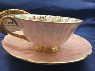 Shelley Maytime Chintz " Oleander Shape " Cup And Saucer Gold Trim 13416