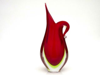 Huge 30cm URANIUM Flavio Poli Seguso Murano Italian Art Glass Freeform Vase 2