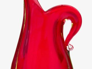Huge 30cm URANIUM Flavio Poli Seguso Murano Italian Art Glass Freeform Vase 4