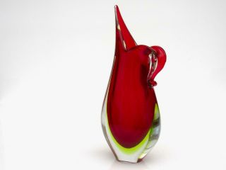Huge 30cm URANIUM Flavio Poli Seguso Murano Italian Art Glass Freeform Vase 6